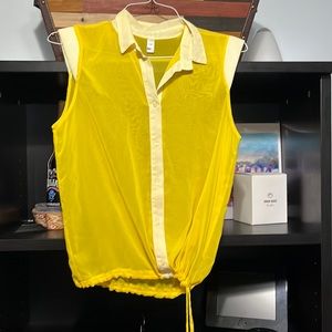 Chiffon by American Apperal sheer yellow top drawstring bottom